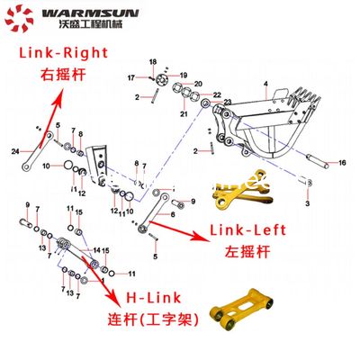 Original Excavator Parts Rocker Connecting Rod H-Link For SANY